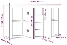 Aparador 120x36x69 cm derivados de madeira cinzento sonoma