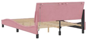 Estrutura de cama c/ luzes LED 120x200 cm veludo rosa