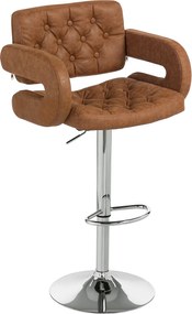 HOMCOM Banqueta de Bar com Encosto e Braços, Altura Regulável e Descanso para os Pés, Pele Sintética Marrone | Aosom Portugal