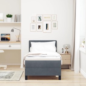 Cama Box Spring com Colchão Cinza Escuro 80x200 cm Veludo