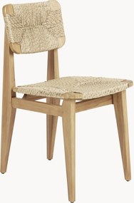 Cadeira de jantar para jardim em madeira de teca com assento e encosto entrançados C-Chair