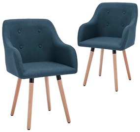 vidaXL Cadeiras de jantar 2 pcs tecido azul