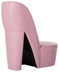 Cadeira estilo sapato de salto alto couro artificial rosa