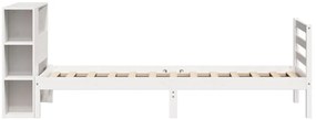 Cama com estante sem colchão 90x200 cm pinho maciço branco