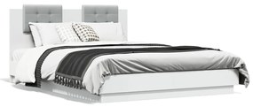 3210003 vidaXL Estrutura de cama c/ cabeceira e luzes LED 150x200 cm branco