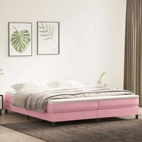vidaXL Cama com molas colchão 200x210 cm veludo rosa