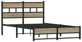 Estrutura de cama sem colchão 120x190 cm metal carvalho sonoma