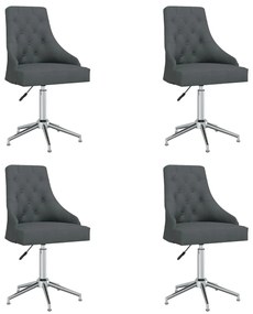 vidaXL Cadeiras de jantar giratórias 4 pcs tecido cinzento-escuro