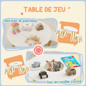 Conjunto composto por 1 mesa redonda e 2 cadeiras infantis de 3 peças, com encosto em forma de urso, para atividades, trabalhos manuais e refeições, p