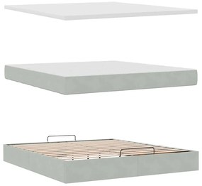 Estrutura de cama otomana com colchão 180x200 cm cinzento claro