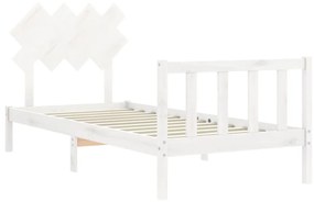 Estrutura de cama com cabeceira 90x200 cm madeira maciça