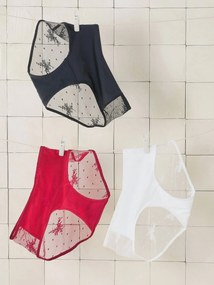 Conjunto de 3 cuecas para grávida em renda bordada. bordeaux