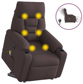 vidaXL Poltrona elétrica elevatória massagens tecido castanho-escuro