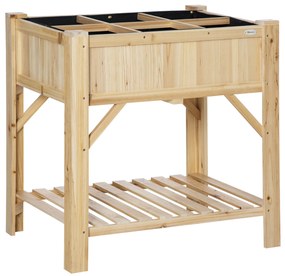 Outsunny Horta Vertical de Madeira 78,5x58x81cm Mesa de Cultivo com 6 Compartimentos e Prateleira Inferior Natural | Aosom Portugal