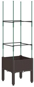 Vaso/floreira de jardim c/ treliça 40x40x142,5 cm PP castanho