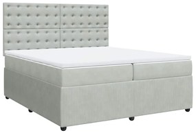 Cama com molas/colchão 200x200 cm veludo cinzento-claro