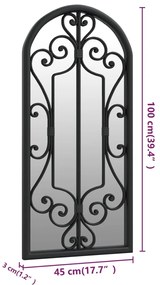 Espelho de jardim p/ uso exterior ferro 100x45 cm preto
