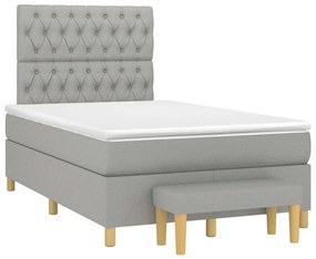 Cama boxspring com colchão 120x190 cm tecido cinzento-claro