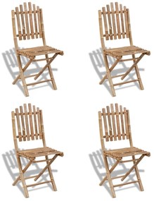 5 pcs conjunto de jantar dobrável p/ exterior bambu