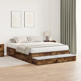 Cama de Armazenamento Carvalho Fumado 160x200 cm