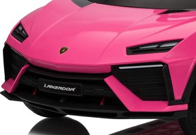 Carro elétrico para crianças Lamborghini Lanzador 12V Pneus em borracha maciça, banco em pele sintética Rosa