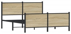 Estrutura de cama sem colchão 150x200cm metal carvalho sonoma