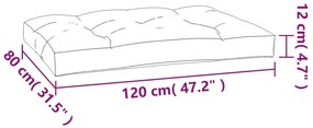 Almofadão para sofá de paletes 120x80x12 cm tecido cinza