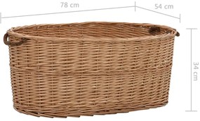Cesto para lenha com pegas 78x54x34 cm salgueiro natural