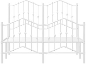 Estrutura de cama com cabeceira e pés 120x190 cm metal branco