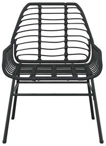 3 pcs conjunto de jantar para jardim vime PE vidro preto
