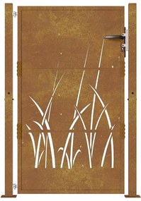 Portão de jardim 105x130 cm aço corten design erva