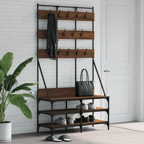 vidaXL Bengaleiro c/ arrumação calçado 100x40x184 cm carvalho castanho