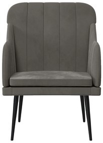 Cadeira c/ apoio de braços 63x76x80 cm veludo cinzento-escuro