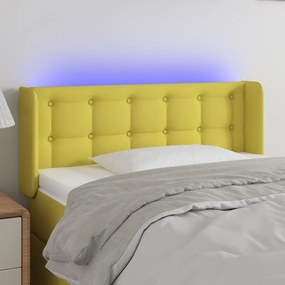 vidaXL Cabeceira de cama c/ luzes LED tecido 93x16x78/88 cm verde