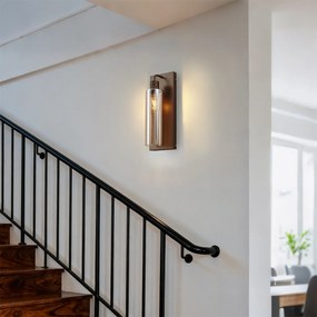 Candeeiro de Parede Hotel Chic Bronze Escuro com Vidro Âmbar - Stavelot