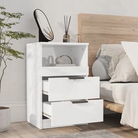 Mesa de cabeceira madeira processada branco brilhante