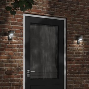 vidaXL Candeeiro parede p/ exterior c/ sensor alumínio fundido preto