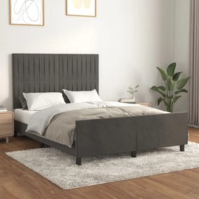 Estrutura de cama sem colchão 140x200 cm veludo cinzento-escuro