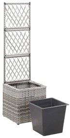 Floreira com treliça e 1 vaso 30x30x107 cm vime PE cinzento