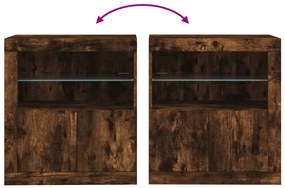 Aparador com luzes LED 60,5x37x67 cm carvalho fumado
