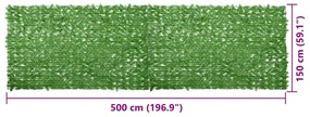 Tela de varanda com folhas verdes 500x150 cm