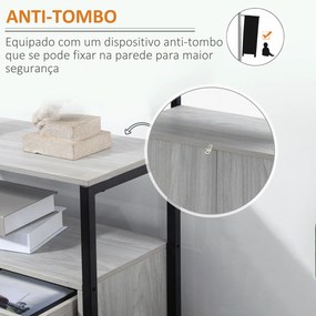 HOMCOM Armário de Sala de Estar com 2 Portas 2 Gavetas e Prateleira Ajustável Móvel Auxiliar de Armazenamento para Cozinha Sala de Jantar Dormitório Estilo Moderno 64x34x90cm Cinza