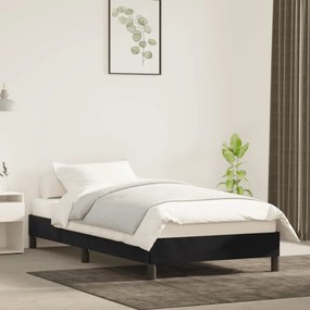 Estrutura de cama sem colchão 100x200 cm veludo preto