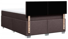 Cama com molas/colchão 160x200 cm tecido castanho-escuro