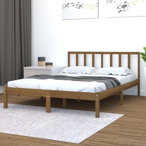 Estrutura de cama dupla pequena 120x190 cm madeira castanho mel