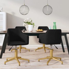 vidaXL Cadeiras de jantar giratórias 4 pcs veludo preto