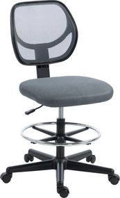 Vinsetto Cadeira de escritório ergonômica, poltrona com apoio para os pés, cadeira de desenho em malha, altura ajustável, cinza escuro | Aosom Portugal