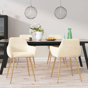 vidaXL Cadeiras de jantar 4 pcs veludo cor creme