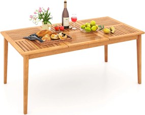 Mesa de jantar jardim para 6 pessoas 170 x 90 x 75,5 cm Madeira de acácia com orifício para guarda-sol de 5 cm Natural