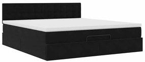 Estrutura de cama otomana com colchão 160x200 cm veludo preto